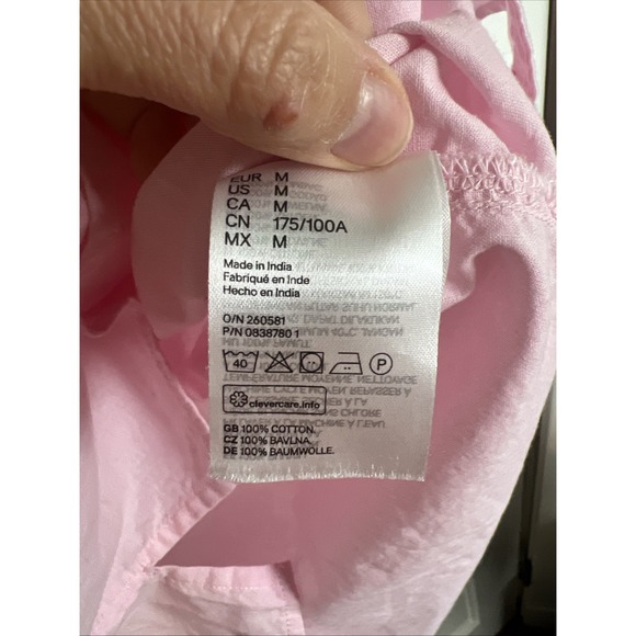 Men's H&M Divided Pink Button Down Short Sleeve Cotton Shirt Pocket Size M - Picture 3 of 4